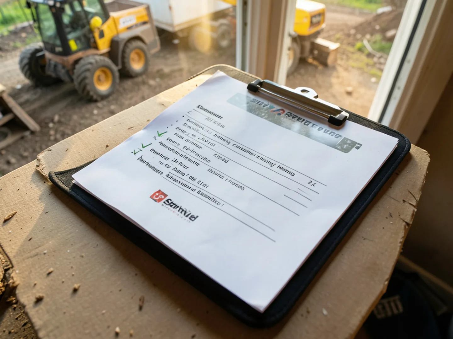 Detailed itemized estimate document showing labor, crane rigging, and stump grinding